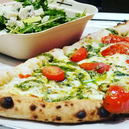 Pesto Pizza Lunch Special, half a pizza, half a salad