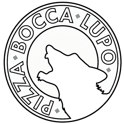 Black and White Pizza Bocca Lupo logo